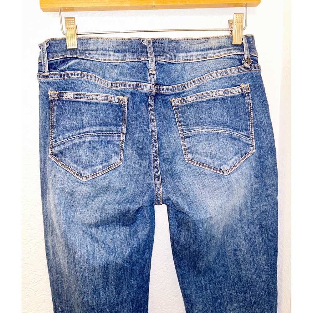 ANTHRO x DRIFTWOOD Eva Floral Embroidered Bootcut Jean Whiskering Raw hem SZ: 28 - Picture 11 of 13